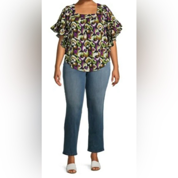 Terra & Sky Women's Plus Size Square Neck Peasant Top sz 4X - Picture 6 of 8